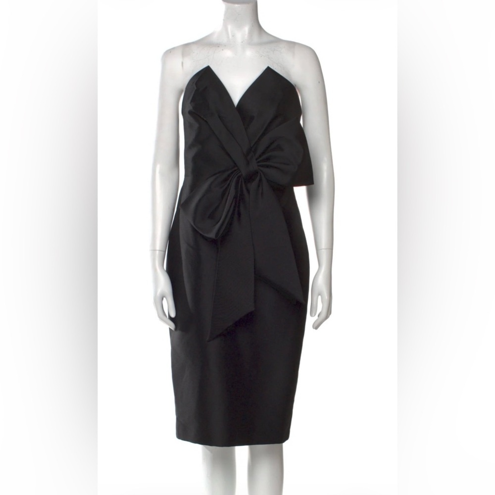 Badgley Mischka Strapless Cocktail Dress Black Bow Size 4